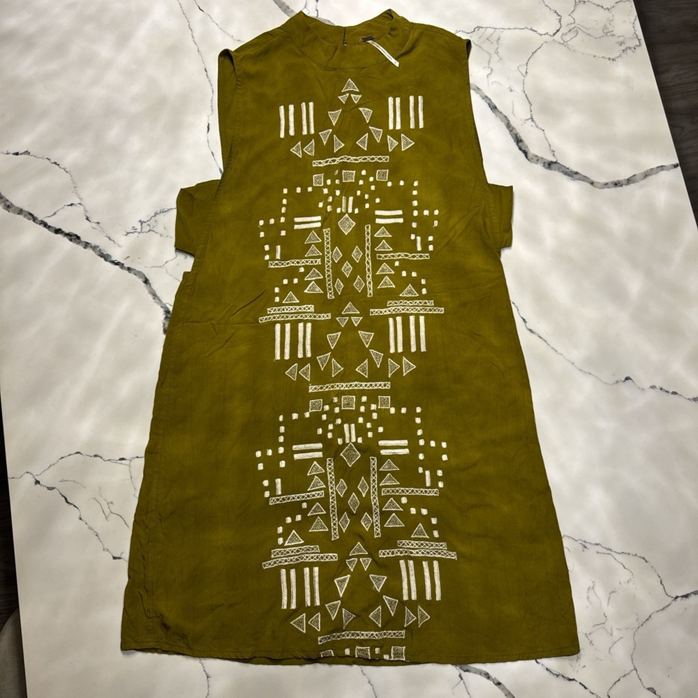 Free People Mustard Geometric Mini Dress